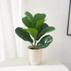 Decoratieve bloemen 38 cm 9 vorken kunstmatige ficus planten plastic banyan bladeren grote rubberen boombladen klein bureau voor huizen tuin buiten decor