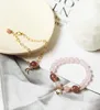 Luxury Pink Natural Strawberry Crystal Crystal Cryamer Chain Star Moon Bracciale per donna per la donna Gioielli regalo per l'anniversario Lucky1024686