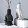 Nordic Style Resin Robot Vase Indoor Flower Pot Modern Home Interior Decoration White Goods Decoration Office Desk Decoration 240422