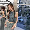 Tanks pour femmes Zippe de jean de jean Sangle de gilet pour les femmes Sexy O-cou sans manches Camis 2024 ROPA MUJER COST HARAJUKU SUMM