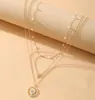 チェーンヴィンテージシニュレーションパール幾何学的な太陽ペンダントチョーカーネックレスジュエリー女性ファッションゴールドカラーチェーンジュエリーBijoux 7292795
