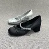 Chaussures habillées Marie Janes High Heels Bow Sandalias de Mujer Verano 2024 Ballet Crystal Zapatos Tendencia Lolita Chunky Tlides