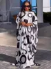 Lässige Kleider 2024 Sommerchiffon für Frauen afrikanische traditionelle Dashiki -Print lous Boubou Dubai Muslim Hijab Abayas Party Kleid Roben
