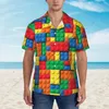 Camicie casual maschile a maniche corte colorate blocchi da costruzione in mattoni per la spiaggia abiti da spiaggia top