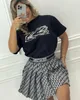 Two Piece Dress Outfits Women Casual Short Sleeve T-shirt and Mini Skirt Sets Free Ship