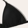 Suite de maillots de bain féminin pour femmes suspendues couleurs de cou de couleur push up up rucched Bra brésilien haute taille bandage