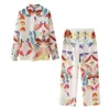 Zach Ailsa Spring Product Fashion Polo воротник с длинными рубашками рубашка с пижамой в стиле с высокой талией набор 240430