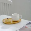 Tasses Couleur continue en céramique dessin animé mignon tasse à café Soucoupe l'après-midi au thé du petit déjeuner assiette miel