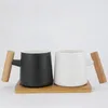 Tazze in legno manico in legno tazza di ceramica coppia coppia set latte a doppia tazza familiare