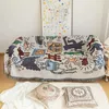 Textile City Ins Jigsaw Puzzle Throwd Deken Jacquard Weave Graffiti Home Decoratieve Tassels Tapeste Tapestry Outdoor Camping Mat 240418