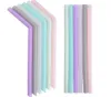 Silicone Boire Paille multicolore réutilisable Silicone Paille pliée pliée droite Bar Home Bar accessoire Silicone Tube T2I52428399996