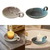 Soportes de candelabros Soporte de cerámica con plato decorativo para el mango para