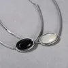 Choker svart vit oval hänge halsband för kvinnor uttalande halsband janpansk koreanska eleganta smycken mor dag gåva
