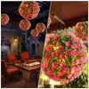 Decoratieve bloemen Solar Light Bloemgras Bal Kroonluchter Hangende kunstmatige plantenlamp Topiary balls met tuinfauxlampen