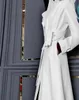 Nerazzurri Spring Runway White Long Leather Trench Coat For Women Sleeve Elegant Xury Fashion Dames Coats Designer 2109025262219