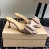 Topkwaliteit roze boog zijden mach mach Stiletto hoge hakken slippers snippers strass sandalen kitten hakken muilezels luxe ontwerper hakken avond feestschoenen fabrieksschoenen schoenen