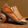 Chaussures décontractées Version des pois plat pour hommes Vraiment la mode en cuir de chèvre conduisant authentique