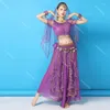 Bühne Wear sexy Frauen Indien Bauch Tanz Kostüme SEIL SARI OUTFIT Bollywood Ägypten Performance Chiffon Pailletten Top Rock