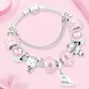 Charm Armbänder Schöne rosa Kristall DIY Herz Reise Flugzeug Perlenarmband für Mädchen Juwely Geschenk