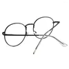 Solglasögon ramar vintage metall runda glasögon överdimensionerade synvård glasögon ram bärbara kvinnor män optiska modeglasögon