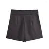 Women's Shorts YENKYE 2024 Women With Belt High Waist Pleated Vintage Black Summer Short Mujer Pantalones Cortos