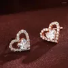 Brincos do garanhão Drlove Eternity Love With Heart Cubic Zirconia Chic piercing for Women Diário Desgaste Jóias de ouvido