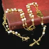 Ketten Amumiu Jungfrau Maria Perlen Trendy Cross Anhänger Rosenkranz Halsketten für Männer Frauen religiöser Schmuck HN091