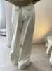 Kadın Pantolon Lanmrem Minimalizm Yüksek Bel Kadınlar Katı düz geniş bacak pantolonları moda kıyafetleri Lady 2024 Sonbahar 26D5550