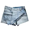 Women's Shorts 2024 Summer Fashion Niche Denim For Women Solid Color Irregular Skirt Female Trendy 11XX9112