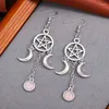 Dangle Küpeler Gotik Pentagram Crescent Mor Kristal Kadınlar Moda Çok Volour Moonstone Mücevher Partisi Aksesuarları Hediyeler