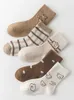 Kids Socks 1-9t Childrens Boys and Girls Socks Autumn Comfortal Socks Cute Bear Pattern Cotton Socks Y240504