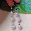 Boucles d'oreilles en peluche en eau douce blanche Naturel Perles de perle baroque argentée argenté à la main unisexe adolescents or gemmstone GEMOO