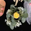 Kerzenhalter Seidenblume Ring Künstlicher Eukalyptus Blätter Kranzgirlande für Kamin Bankett Festival Party Dekoration