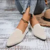 Chaussures décontractées Couleur solide Toe Toe Mesh Mandons peu profonds Femmes Sneakers Soft Bottom Tree Ballet Flats Slip on Boat