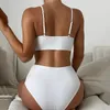 Frauen Badebekleidung Pearl White Bikini Frauen Split elegant einfache Taille Push Up Brasilian Biquinis Frau