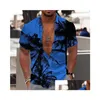 メンズドレスシャツハワイアントロピカルメンズシャツ半袖フローラルパターン3Dビーチとバケーション2023サマーコレクション5xlドロップdedhpkf
