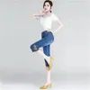 Jeans femininos 2024 Bordados de moda High Stretch Women Pant Summer Summer Loose Casual Waist