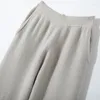 Pantalon féminin pur cachemire haut taille élastique tricot épais petites jambes qualité automne et double couche chaude hivernale