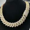 Ketten 20mm Diamant Miami Prong Cuban Link Chain Choker Halskette Armbänder 14K Weißgold Eiskur