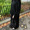 Roupas étnicas Mulheres vestido de veludo de velocidades da primavera de outono abayas muçulmano islâmico ramadã marroquino kaftan cor sólida verde modesto modesto