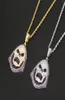 Hip Hop Hoody Skull Purple Stone Pendant Collier Tennis Chaîne de tennis Gol Silver Cubic Zirconia Rock Jewelry2482339