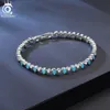 Orsa Jewels Real 925 Sterling Silver Pear Cut Turquoise Bezel Setting Tennis Bracelet for Women 4A Zirkon Jewelry SB181 240423