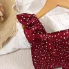 Ensembles de vêtements 5-12 ans mignon fille rouge manche en manches carrées carrés de la jupe de la jupe de mode élégante fête des vacances d'été décontractées
