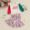 Ensemble de vêtements pour enfants enfants pour enfants bébé filles de Noël à manches longues patchworks pantalons évasés