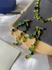 Été coloré Gema Collier de bonbons de bonbons Green Crystals Droplet d'eau Irréguleux Boucles d'oreilles en cristal vert Bracelet Bijoux N003366