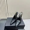 Prom Kleid Tanz Luxus Schuh Spiegel Leder Slingback Pumpe Frau Schwarz Krokodil Designer Ferse Sandalen Kätzchen Absatz Antiskid Lady Slim High Heel