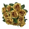 Kwiaty dekoracyjne różowe złoto kwiatowe wazony świąteczne bukiet jadal