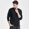 Sweat à capuche masculin 220g Double Yarn Soft Spring Lettre broderie T-shirt à manches longues en coton blanc intérieur en bas blanc en coton pur pur pour hommes