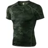 T-shirt fitness Crossfit Mens Fitness Rashguard Dry Fitness Koszulka Męska Trening i sportowe odzież Orange Camo 240425