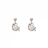 Dangle Ohrringe Luxus romantische süße Mond Herz Opal Zirkon für Frauen Mädchen Party Geburtstag Schmuck Juwel